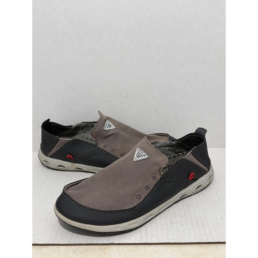 Columbia PFG Bahama Vent Men 9 Grey Black Fishing Boat Shoes Slip On Techlite